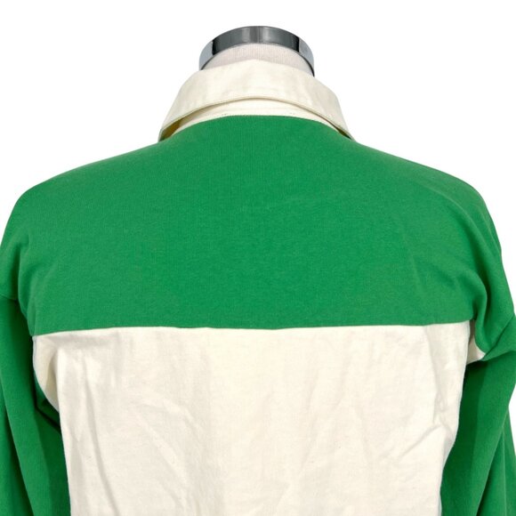 J.Crew Long Sleeve Polo Shirt in Colorblock Green Ivory Cream Size XS - Picture 5 of 9